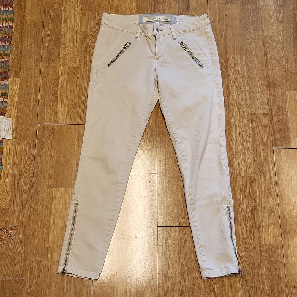 Daughters of the Liberation cream moto skinny jeans sz 27